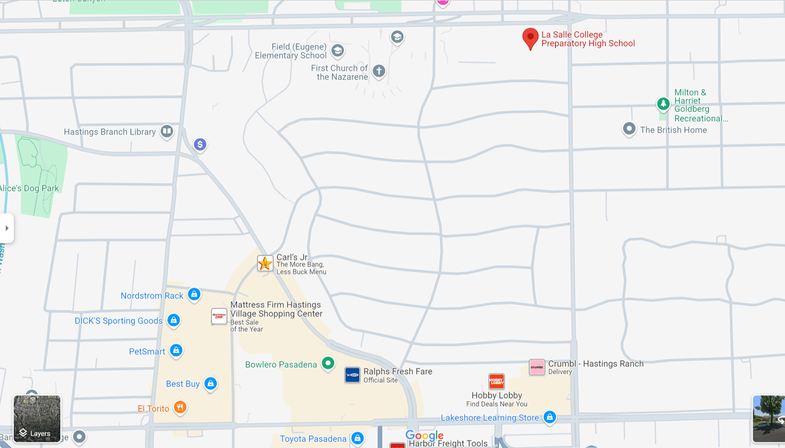 La Salle High School location map